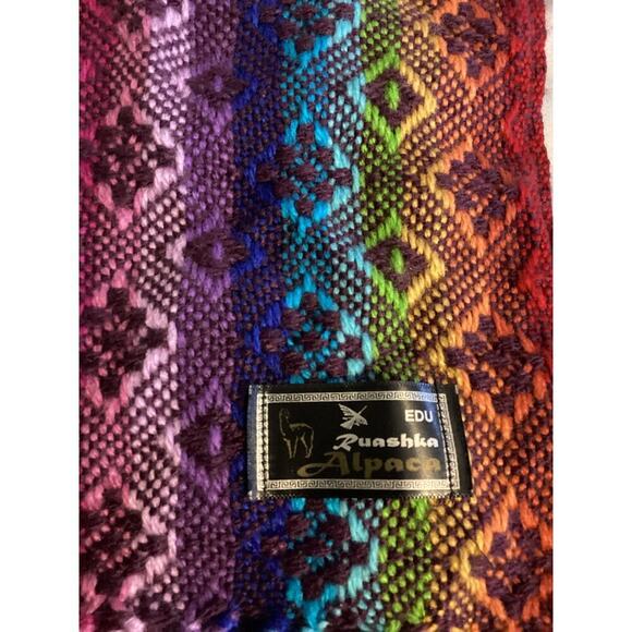 Ruashka alpaca wool fringes multicolor scarf - Picture 3 of 3